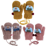 Winter Children Gloves Warm Cotton Soft Baby Bear Gloves Cotton Kids Full Finger Handschoenen Thicken Girl Knitted Mittens