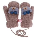 Winter Children Gloves Warm Cotton Soft Baby Bear Gloves Cotton Kids Full Finger Handschoenen Thicken Girl Knitted Mittens