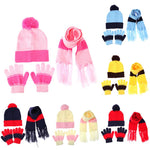 Children Hat Scarf Gloves Set Warm Autumn Winter Fashion Kids Baby Warm Knitted Caps Gloves for Children Girls Boys