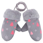 Cute Children Boys Girls Winter Warm Cartoon Tree Snowflake Print Gloves