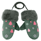 Cute Children Boys Girls Winter Warm Cartoon Tree Snowflake Print Gloves