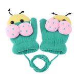 Baby Boys Girls Winter Knitted Gloves Cartoon Bee Warm Rope Thicken Full Finger Mittens Gloves for Baby Hands Wear Accessories