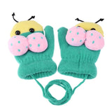 Baby Boys Girls Winter Knitted Gloves Cartoon Bee Warm Rope Thicken Full Finger Mittens Gloves for Baby Hands Wear Accessories